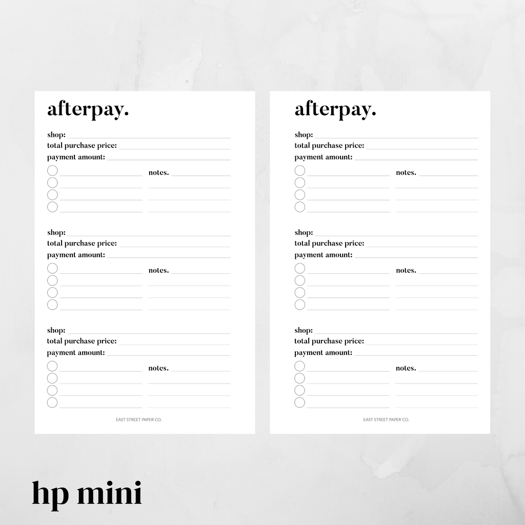 Afterpay Tracker A5 Planner Inserts Printable Afterpay 