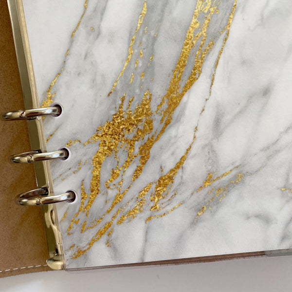 Grey White and Gold Glitter Marble Planner Dashboard - East Street Paper Co.