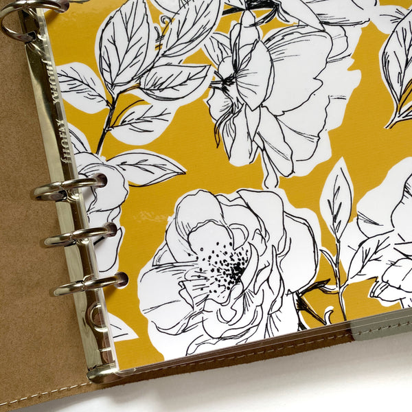 Mustard Yellow and White Line Drawing Floral Minimal Planner Dashboard - East Street Paper Co.