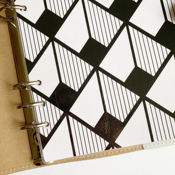 Black and White Diamond Geometric Minimal Planner Dashboard - East Street Paper Co.