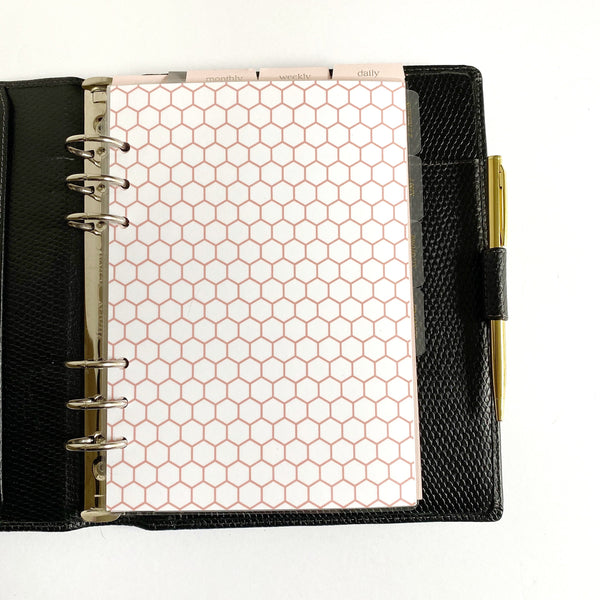 White and Coral Honeycomb Minimal Planner Dashboard - East Street Paper Co.