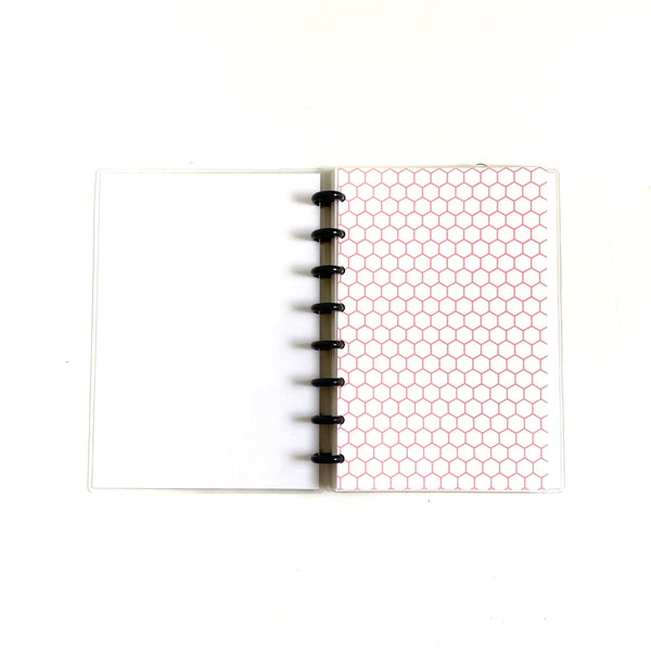 White and Coral Honeycomb Minimal Planner Disc Bound Dashboard - East Street Paper Co.