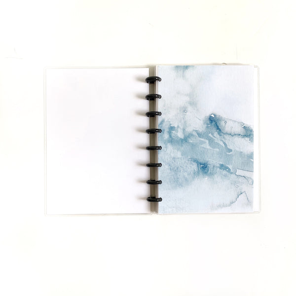 Blue White Watercolor Disc Bound Planner Dashboard - East Street Paper Co.