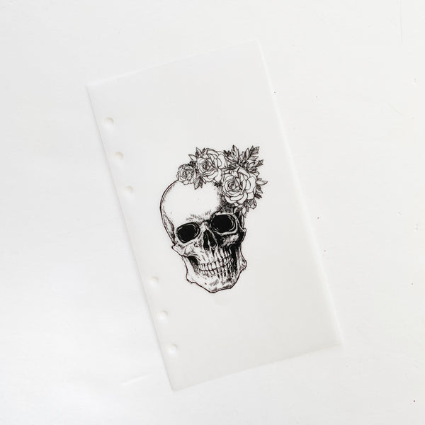 Vellum Floral Skull Minimal Planner Dashboard Vellum Overlay - East Street Paper Co.