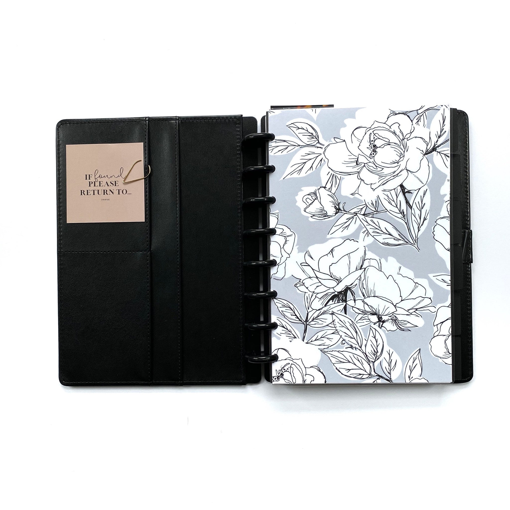 Grey Line Drawing Floral Minimal Planner Discbound Dashboard - East Street Paper Co.