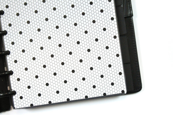 White Black Small Fishnet Lace Pattern Planner Dashboard - East Street Paper Co.