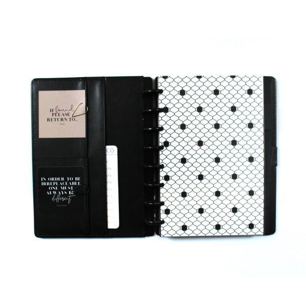 White Black Large Fishnet Lace Pattern Planner Dashboard - East Street Paper Co.