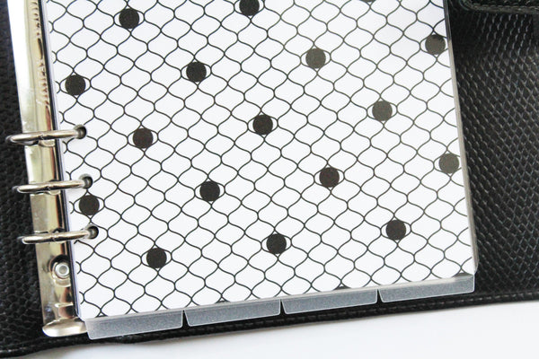 White Black Large Fishnet Lace Pattern Planner Dashboard - East Street Paper Co.