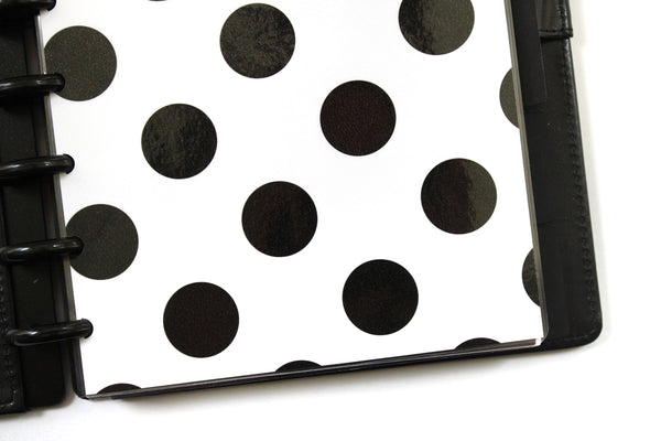 Black and White Polka Dot Discbound Planner Dashboard