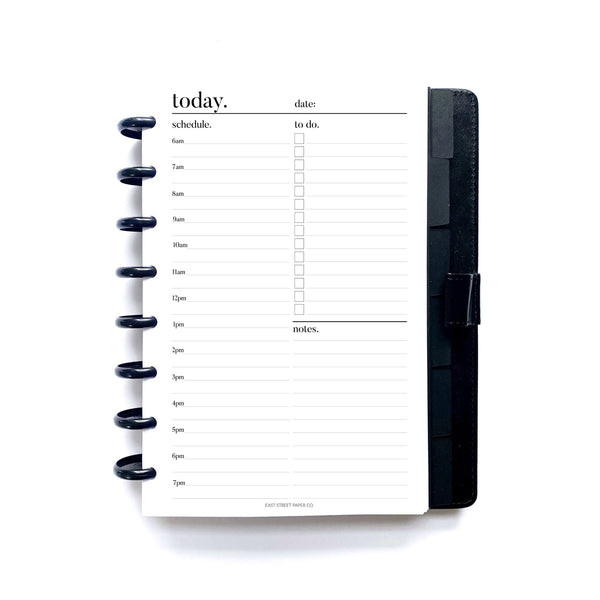 Today Undated Daily Printed Planner Insert
