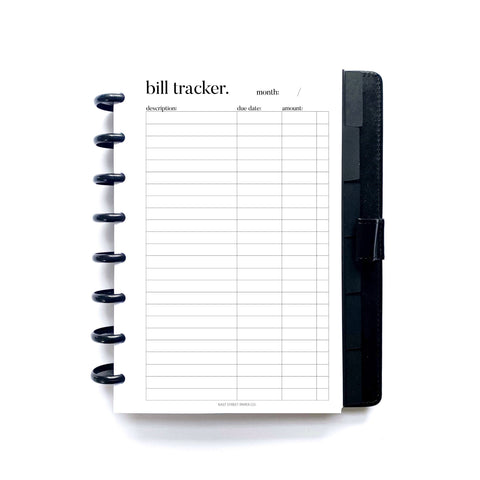 Monthly Bill Tracker Printed Planner Insert