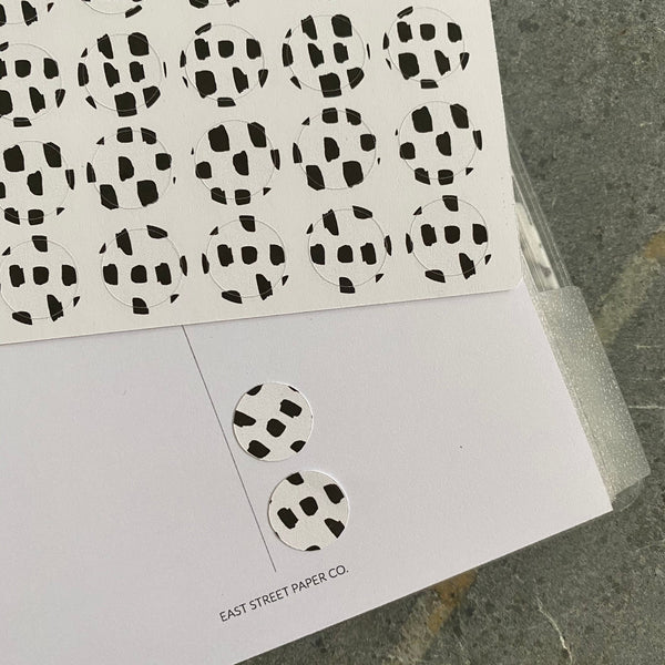 Black White Dalmatian Dots Large .5"