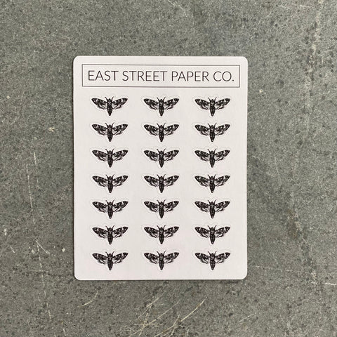 Black Deaths Head Moth Mini Planner Stickers