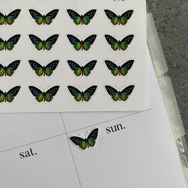 Blue Green Butterfly Mini Planner Stickers
