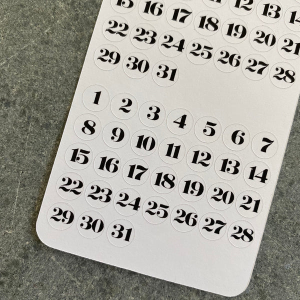 Numbers Monthly Date .25” Mini Circle Dot Stickers MINI SHEET