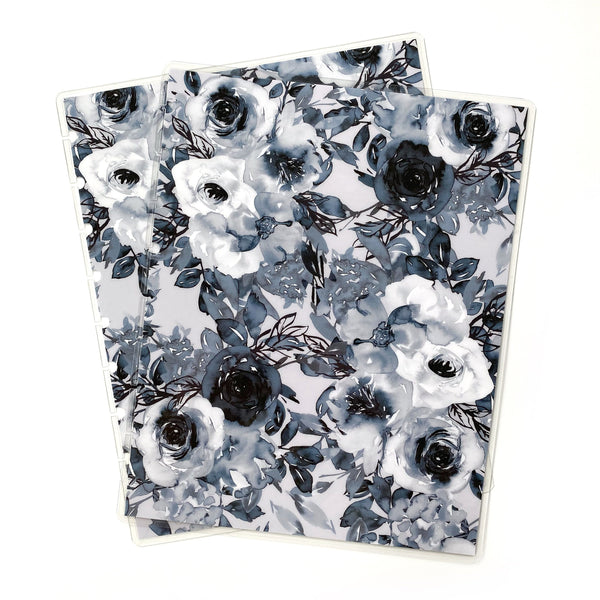 Watercolor Blooms "Denim" Floral Disc-Bound Laminated Planner Cover