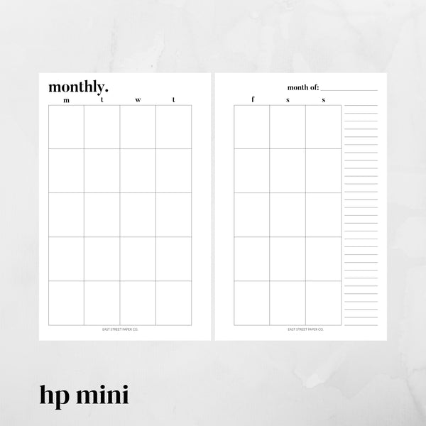 Undated Monthly Month on Two Pages MO2P -  MONDAY Start