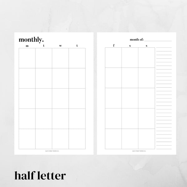 Undated Monthly Month on Two Pages MO2P -  MONDAY Start