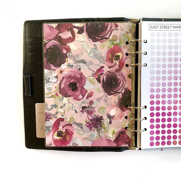 Watercolor Blooms "Berry" Floral Planner Dashboard