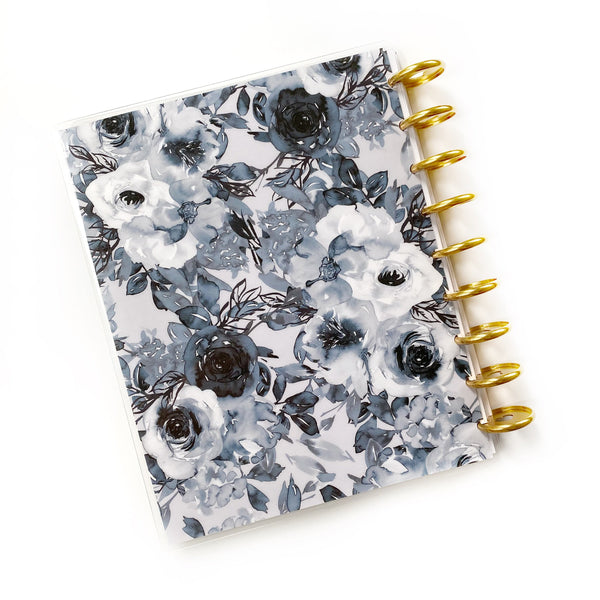 Watercolor Blooms "Denim" Floral Disc-Bound Laminated Planner Cover