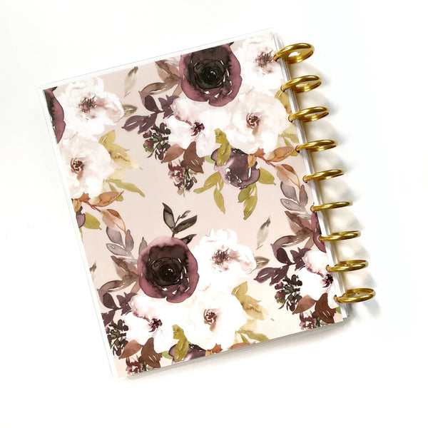 Watercolor Blooms "Plum" Disc-Bound Laminated Planner Cover