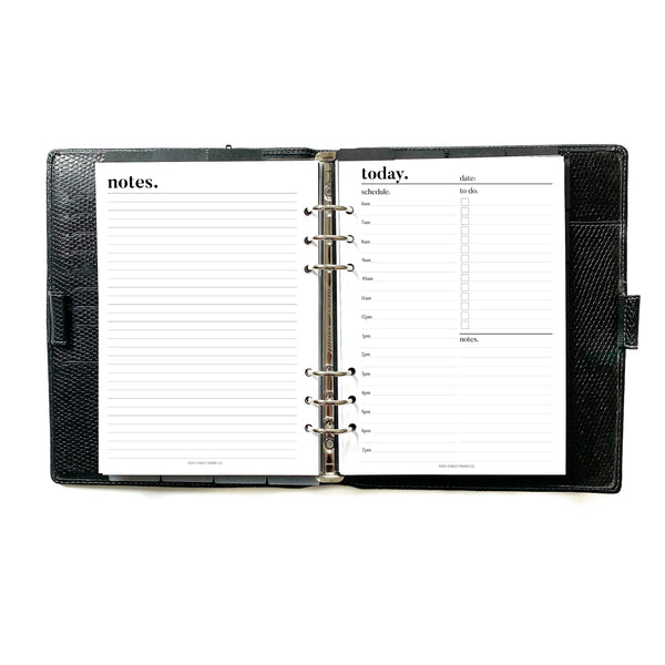 Today Undated Daily Printed Planner Insert (notes on back)
