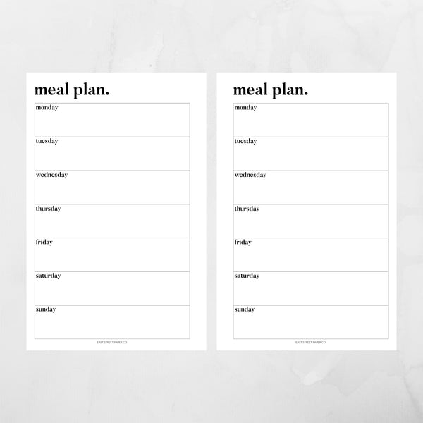 Meal Plan Planner Printed Planner Insert