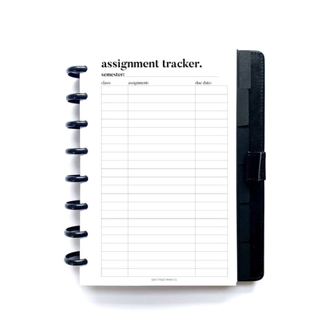 Assignment Tracker College School Printed Planner Insert