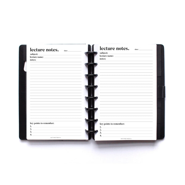 Lecture Notes College School Printed Planner Insert