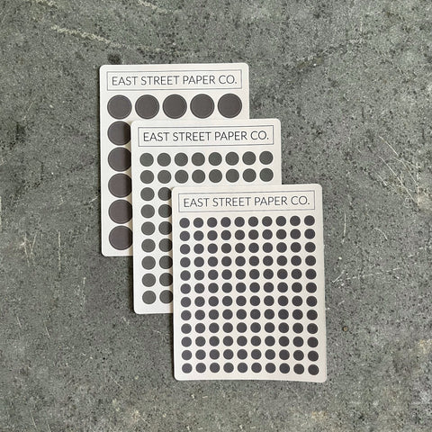 Granite Grey Dot Trio 3 Pack Planner Dot Stickers - Functional Planner Deco Sheet