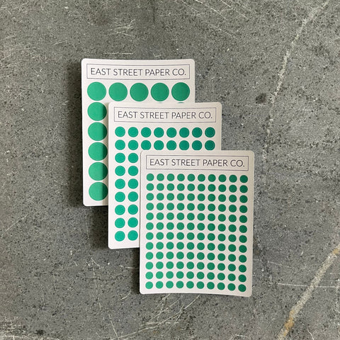 Emerald Green Dot Trio 3 Pack Planner Dot Stickers - Functional Planner Deco Sheet