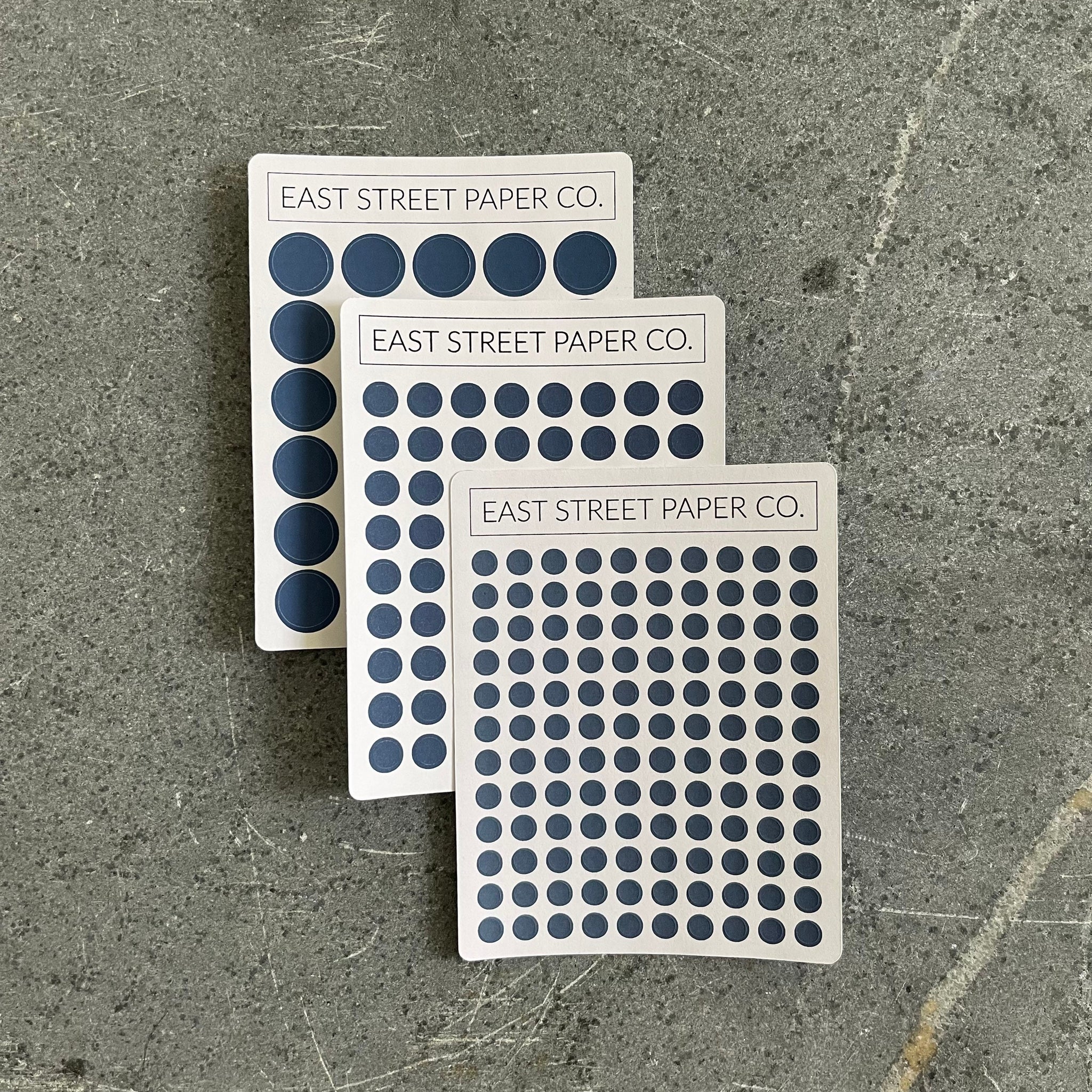 Navy Blue Dot Trio 3 Pack Planner Dot Stickers - Functional Planner Deco Sheet