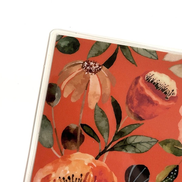 Orange Bold Floral Disc-Bound Laminated Planner Cover