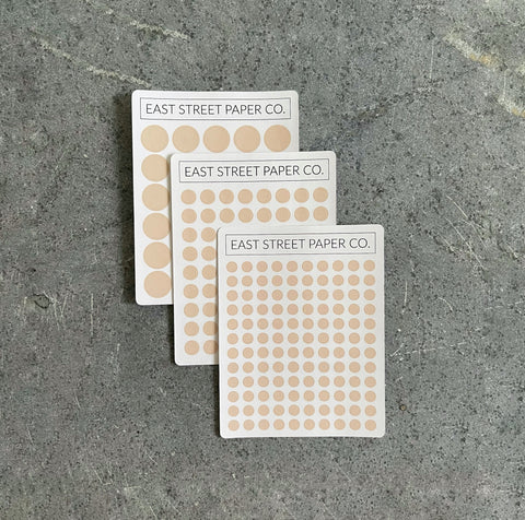 Nude Tan Dot Trio 3 Pack Planner Dot Stickers - Functional Planner Deco Sheet