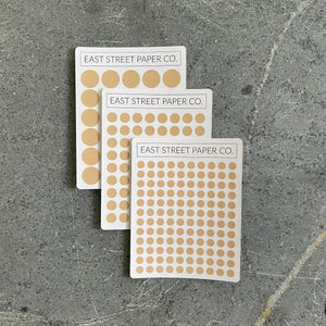 Latte Tan Dot Trio 3 Pack Planner Dot Stickers - Functional Planner Deco Sheet
