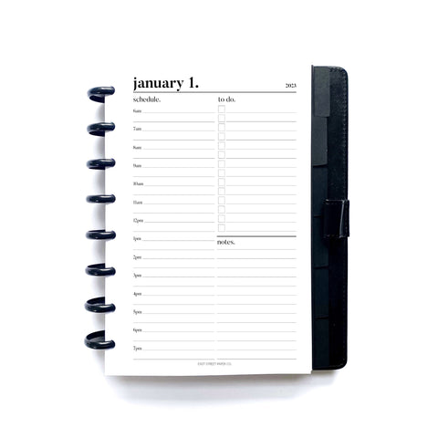 DATED 2023 Today Daily Printed Planner Insert (Notes on Back) - Disc Bound