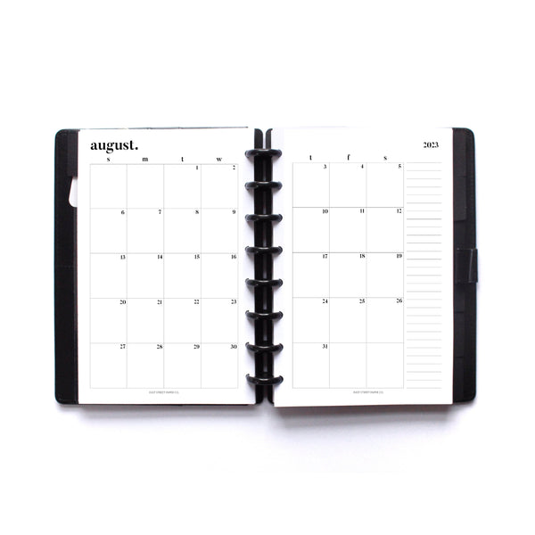Dated 2023 Monthly SUNDAY (Notes on Back) Start Month on Two Pages Printed Planner Insert MO2P