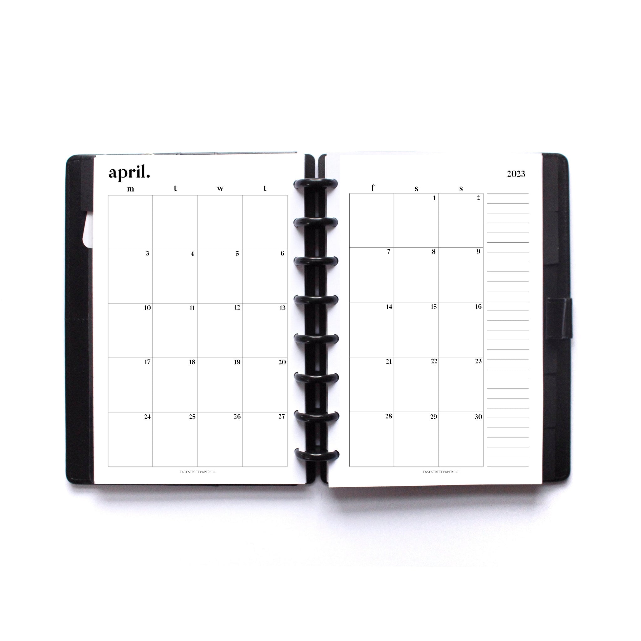 Dated 2023 Monthly MONDAY Start Month on Two Pages (Blank Back) Printed Planner Insert MO2P