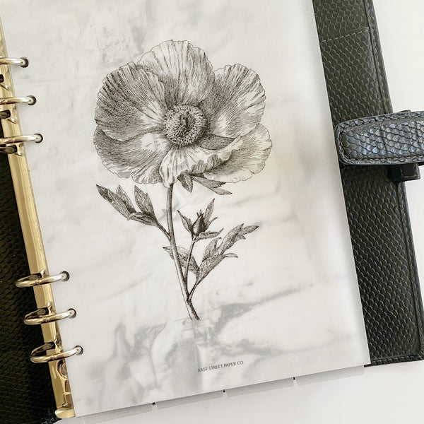 Poppy Vellum Dashboard Black Flower Minimal Planner