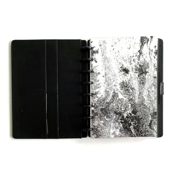 Abstract Art Black and White Disc Bound Planner Dashboard